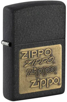 Black Crackle® con el logotipo dorado de zippo