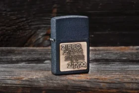 Black Crackle® con el logotipo dorado de zippo