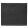 Cartera de cuero negro con diseño de placa metálica en forma de pica Cartera de cuero negro con diseño de placa metálica en forma de pica