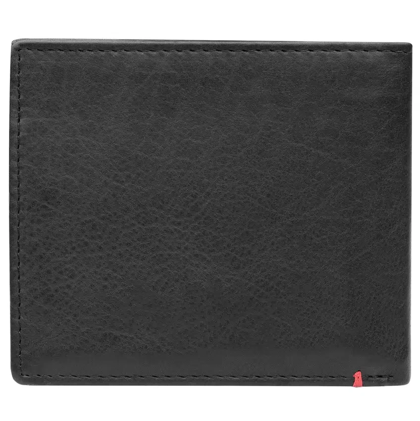 Cartera de cuero negro con diseño de placa metálica en forma de pica Cartera de cuero negro con diseño de placa metálica en forma de pica