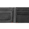 Cartera de cuero negro con diseño de placa metálica en forma de pica Cartera de cuero negro con diseño de placa metálica en forma de pica