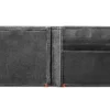 Cartera de cuero negro con diseño de placa metálica en forma de pica Cartera de cuero negro con diseño de placa metálica en forma de pica