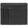 Cartera de cuero negro con diseño de placa metálica en forma de pica Cartera de cuero negro con diseño de placa metálica en forma de pica