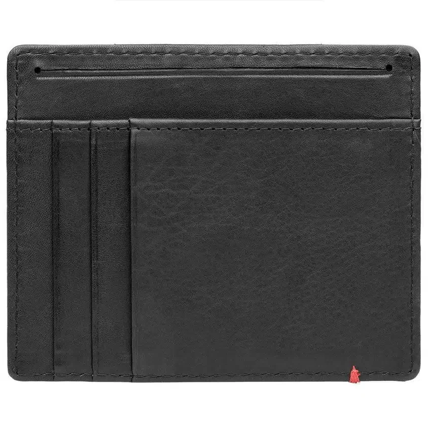 Cartera de cuero negro con diseño de placa metálica en forma de pica Cartera de cuero negro con diseño de placa metálica en forma de pica