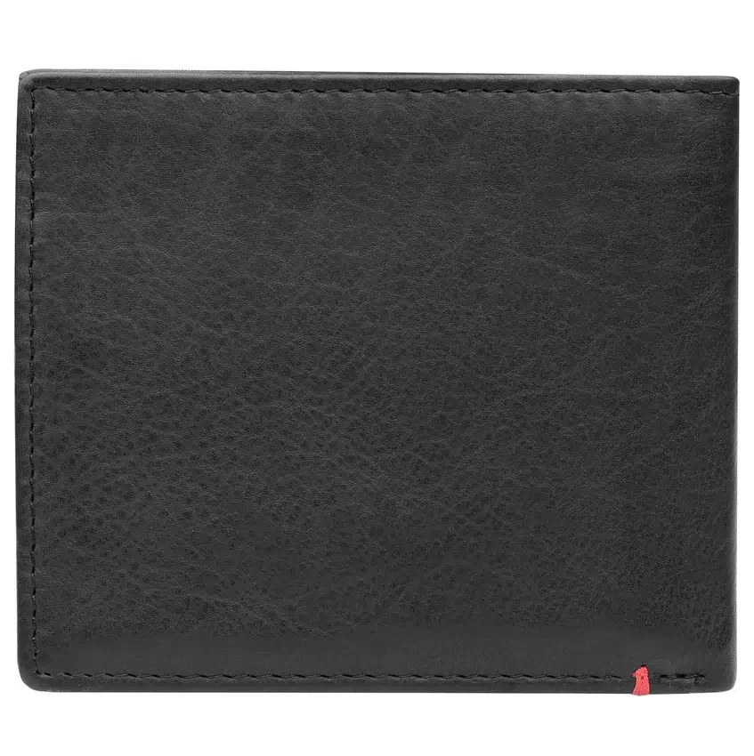Cartera de cuero negro con diseño de placa metálica en forma de pica Cartera de cuero negro con diseño de placa metálica en forma de pica
