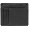 Cartera de cuero negro con diseño de placa metálica en forma de pica Cartera de cuero negro con diseño de placa metálica en forma de pica