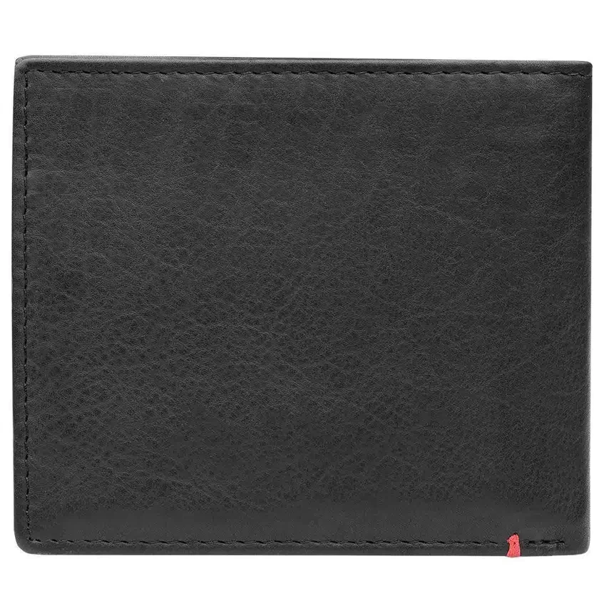 Cartera de cuero negro: diseño con placa metálica «Cross Wings» Cartera de cuero negro: diseño con placa metálica «Cross Wings»