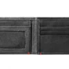 Cartera de cuero negro con diseño de placa metálica en forma de pica Cartera de cuero negro con diseño de placa metálica en forma de pica