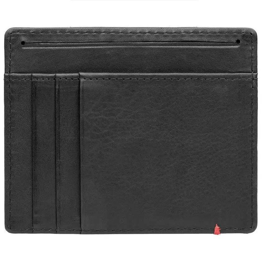 Cartera de cuero negro: diseño con placa metálica «Cross Wings» Cartera de cuero negro: diseño con placa metálica «Cross Wings»