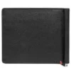 Cartera de cuero negro con diseño de placa metálica en forma de pica Cartera de cuero negro con diseño de placa metálica en forma de pica
