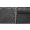 Cartera de cuero negro con diseño de placa metálica en forma de pica Cartera de cuero negro con diseño de placa metálica en forma de pica