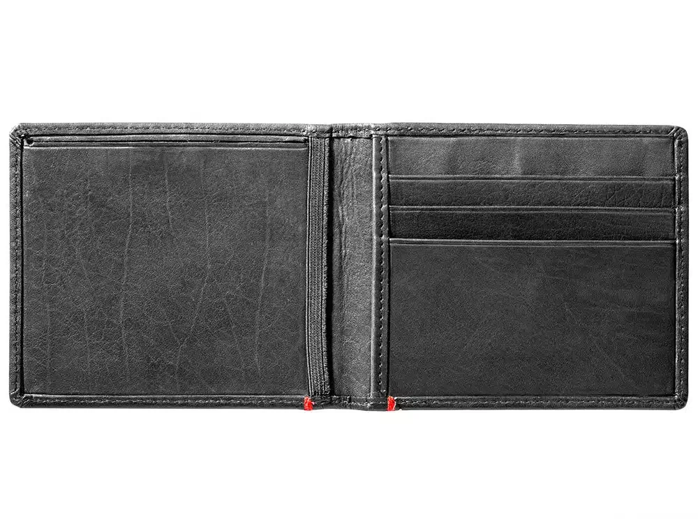 Cartera de cuero negro con diseño de placa metálica en forma de pica Cartera de cuero negro con diseño de placa metálica en forma de pica