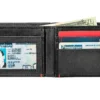 Cartera de cuero negro con diseño de placa metálica «zippo flame» Cartera de cuero negro con diseño de placa metálica «zippo flame»