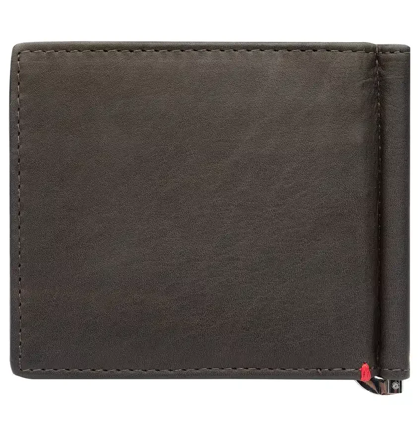 Cartera de piel color moca – Diseño con placa metálica vikinga Cartera de piel color moca – Diseño con placa metálica vikinga
