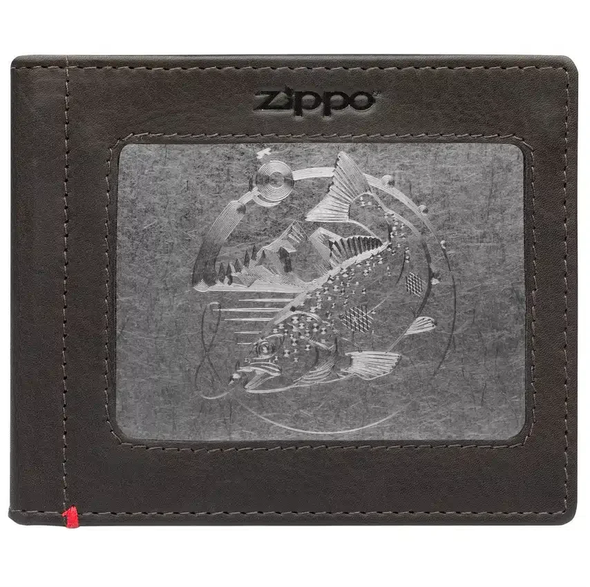 Cartera de piel color moca – Diseño con placa metálica Bass Cartera de piel color moca – Diseño con placa metálica Bass