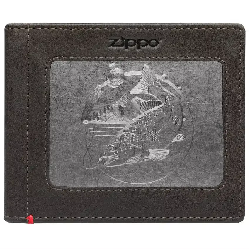 Cartera de piel color moca – Diseño con placa metálica Bass Cartera de piel color moca – Diseño con placa metálica Bass