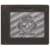 Cartera de piel color moca – Diseño con placa metálica de calavera y pica Cartera de piel color moca – Diseño con placa metálica de calavera y pica
