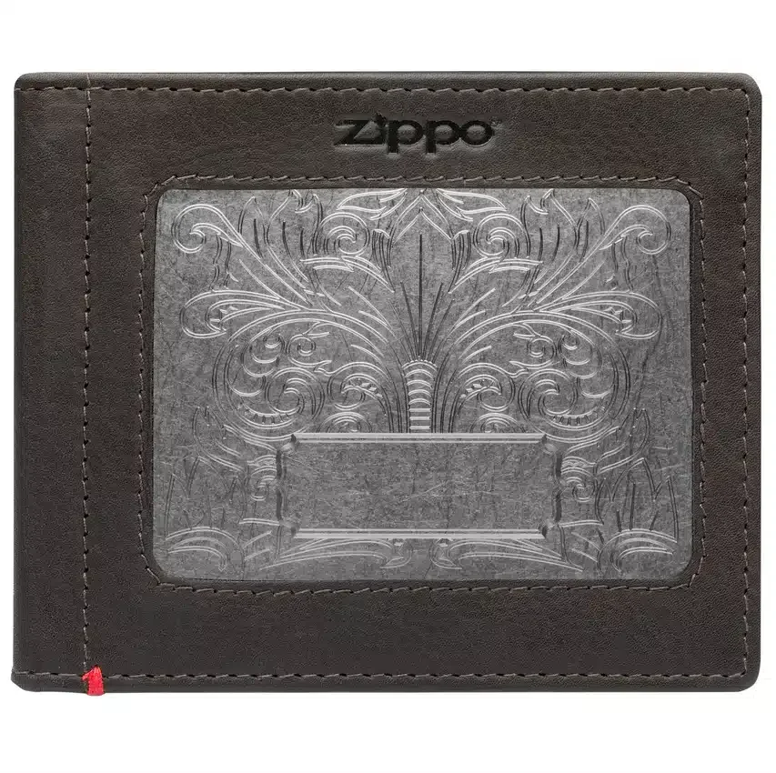 Cartera de piel color moca – Diseño con placa metálica Fandango Cartera de piel color moca – Diseño con placa metálica Fandango