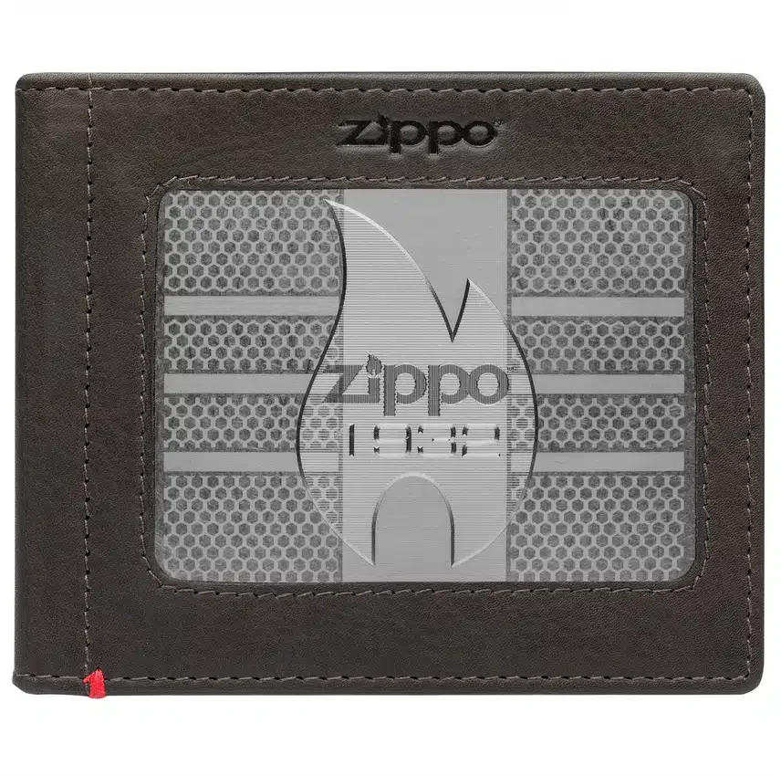 Cartera de piel color moca – Diseño con placa metálica zippo 1932 Cartera de piel color moca – Diseño con placa metálica zippo 1932