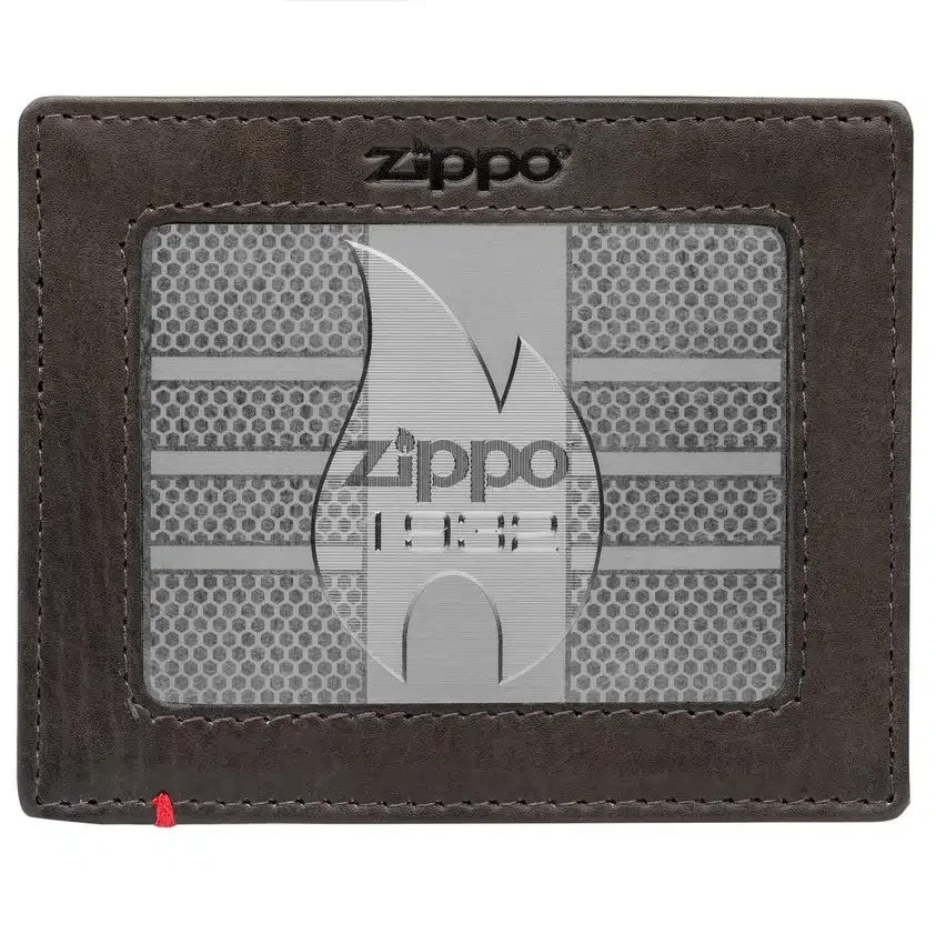 Cartera de piel color moca – Diseño con placa metálica zippo 1932 Cartera de piel color moca – Diseño con placa metálica zippo 1932
