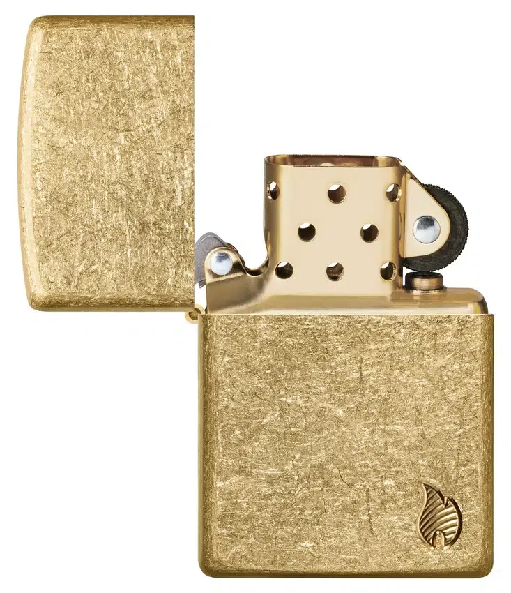 Diseño «Armor®» con llama en latón envejecido Diseño «Armor®» con llama en latón envejecido