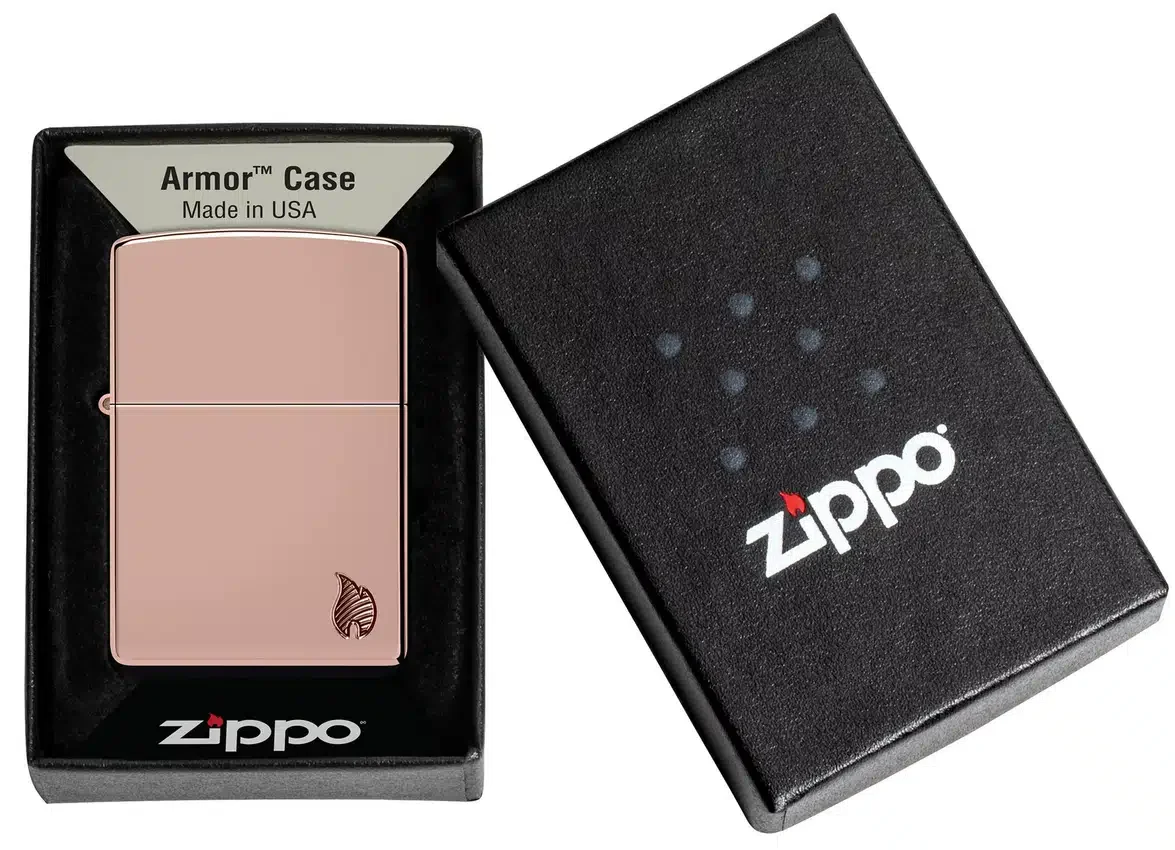 Diseño «Armor®» con llama en oro rosa de alto brillo Diseño «Armor®» con llama en oro rosa de alto brillo