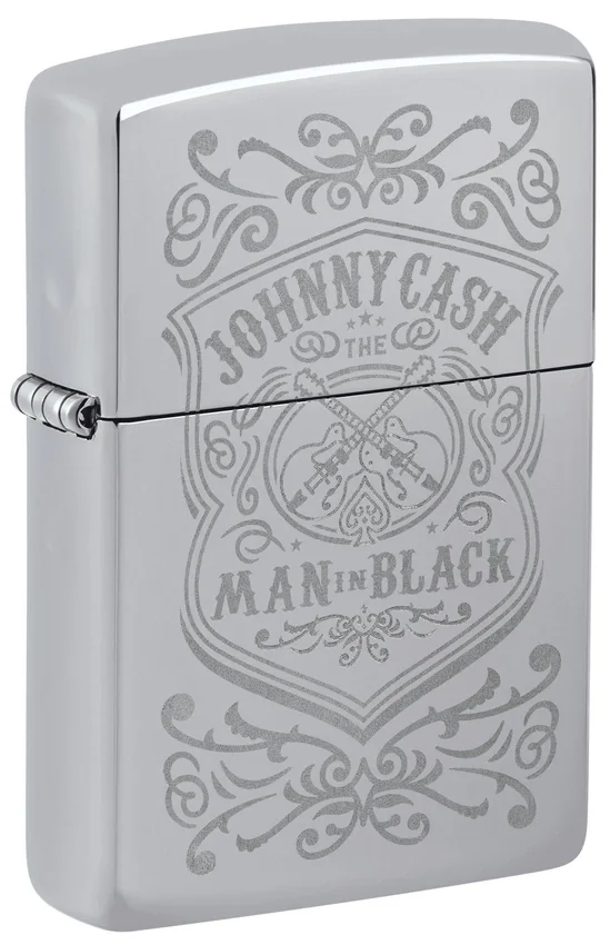 Diseño con el escudo de «Johnny Cash, el hombre de negro» Diseño con el escudo de «Johnny Cash, el hombre de negro»
