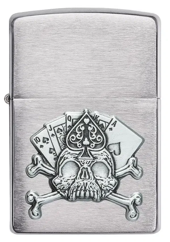 Diseño con emblema de calavera y naipes Diseño con emblema de calavera y naipes