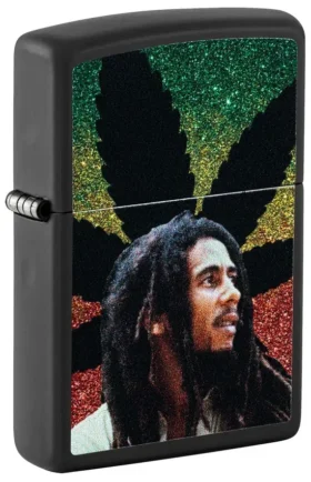 Diseño con la silueta de Bob Marley sobre una hoja