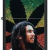 Diseño con la silueta de Bob Marley sobre una hoja Diseño con la silueta de Bob Marley sobre una hoja