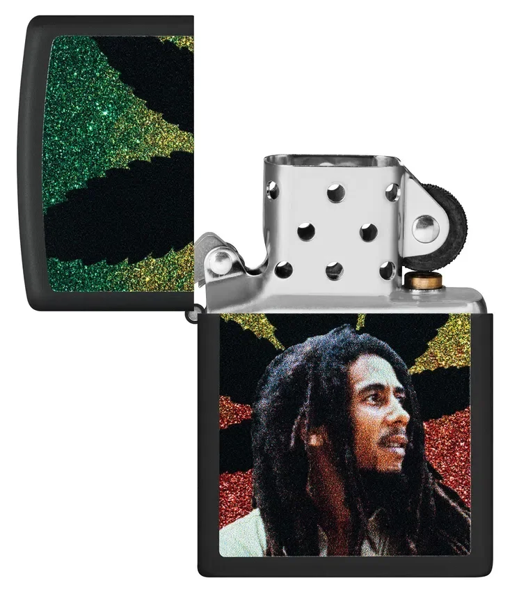 Diseño con la silueta de Bob Marley sobre una hoja Diseño con la silueta de Bob Marley sobre una hoja