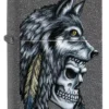 Diseño de calavera de lobo y plumas Diseño de calavera de lobo y plumas