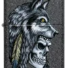 Diseño de calavera de lobo y plumas Diseño de calavera de lobo y plumas