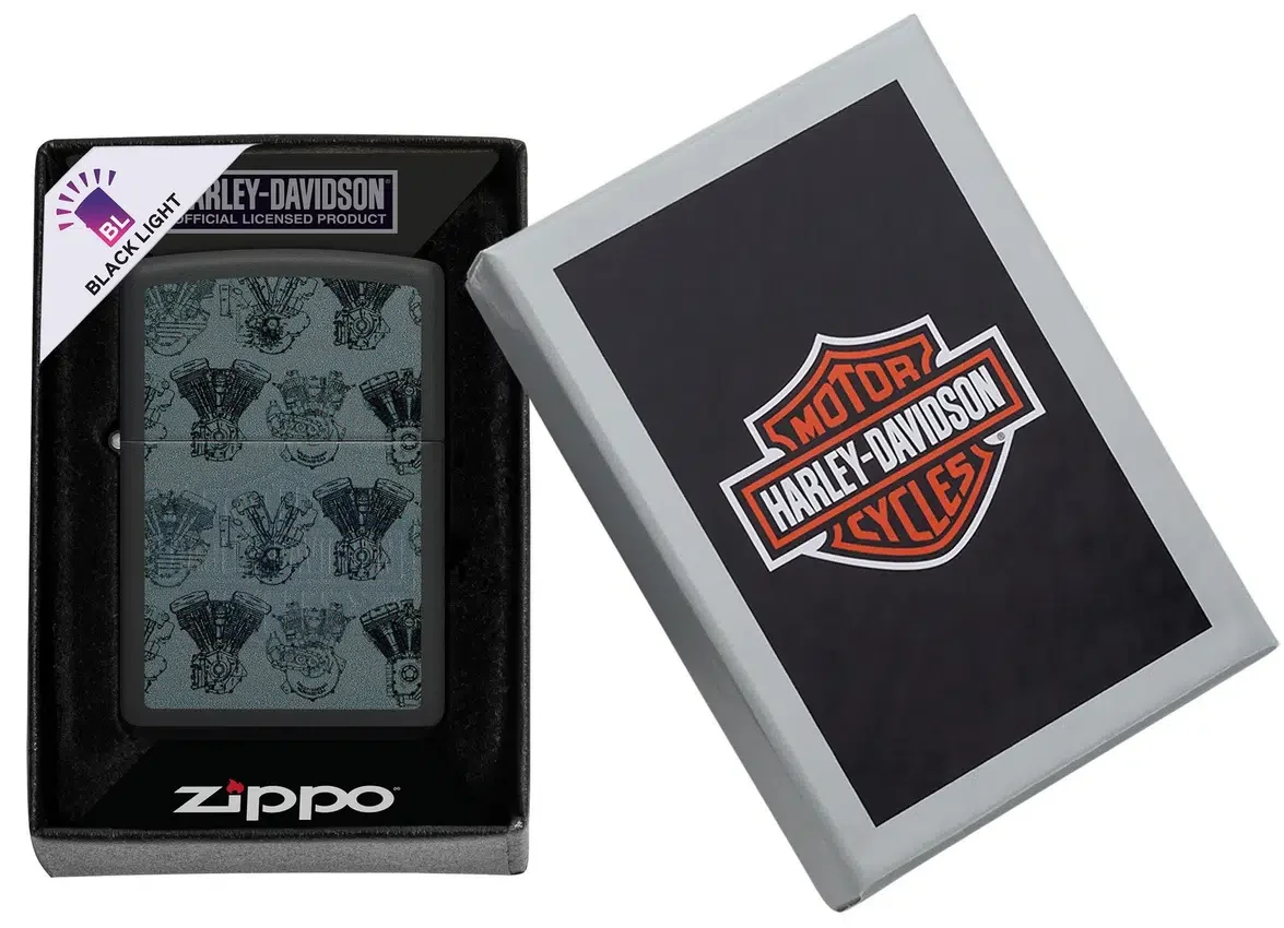 Diseño de motores Harley-Davidson® con luz negra Diseño de motores Harley-Davidson® con luz negra