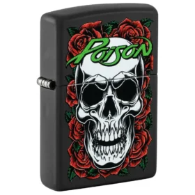 Diseño de Poison con calavera y rosas