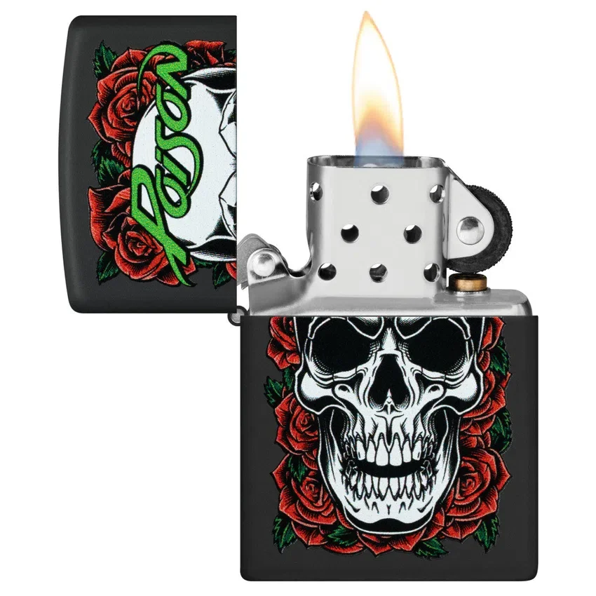 Diseño de Poison con calavera y rosas Diseño de Poison con calavera y rosas