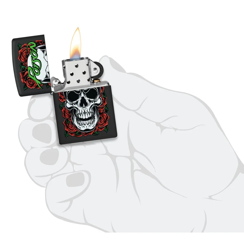 Diseño de Poison con calavera y rosas Diseño de Poison con calavera y rosas