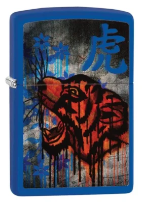 Diseño de tigre colorido en azul real