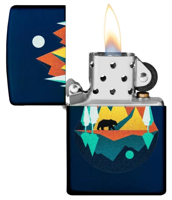 Diseño geométrico de oso y montañas Diseño geométrico de oso y montañas
