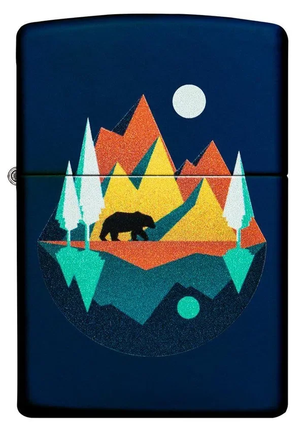 Diseño geométrico de oso y montañas Diseño geométrico de oso y montañas