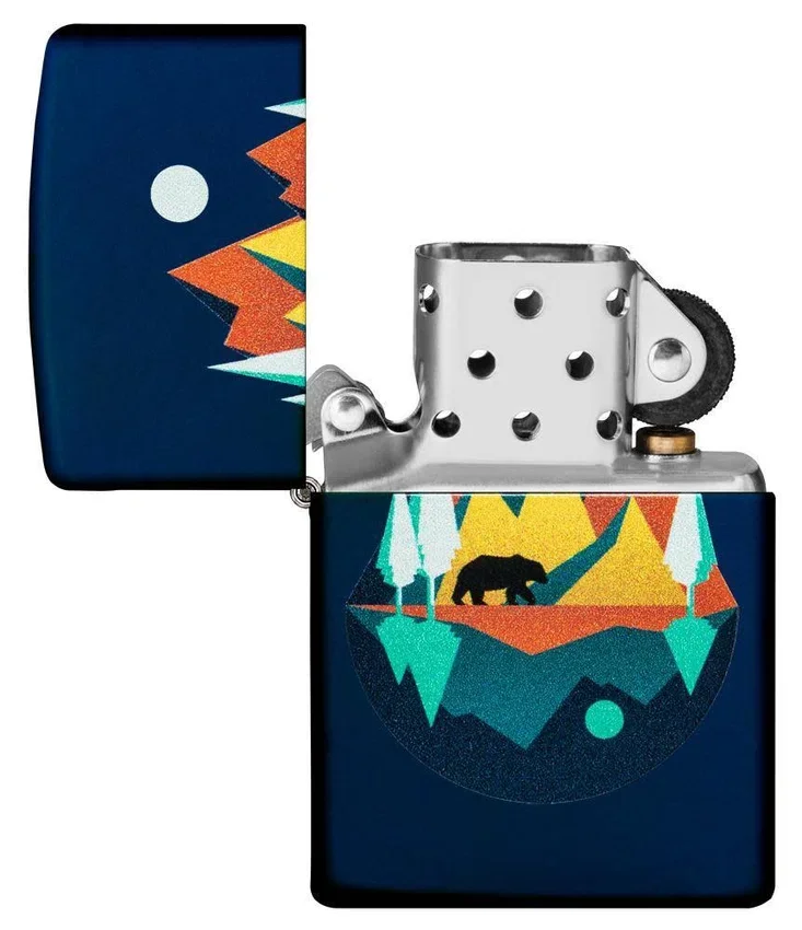 Diseño geométrico de oso y montañas Diseño geométrico de oso y montañas
