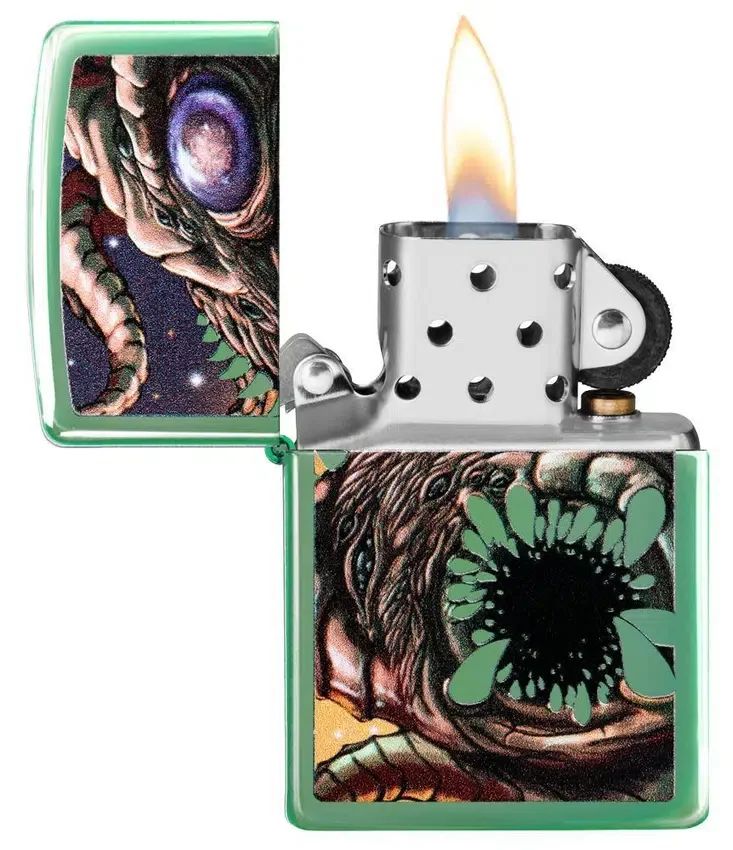 Diseño «Monstruo del Apocalipsis» en verde con acabado pulido brillante Diseño «Monstruo del Apocalipsis» en verde con acabado pulido brillante