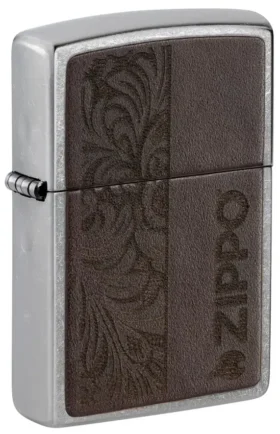 Emblema de cuero marrón – Diseño zippo