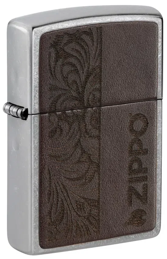 Emblema de cuero marrón – Diseño zippo Emblema de cuero marrón – Diseño zippo