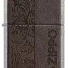 Emblema de cuero marrón – Diseño zippo Emblema de cuero marrón – Diseño zippo