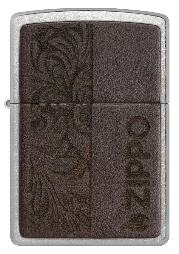 Emblema de cuero marrón – Diseño zippo Emblema de cuero marrón – Diseño zippo