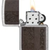 Emblema de cuero marrón – Diseño zippo Emblema de cuero marrón – Diseño zippo