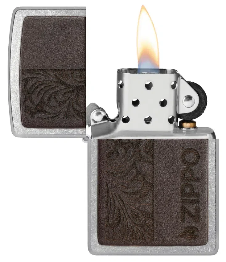 Emblema de cuero marrón – Diseño zippo Emblema de cuero marrón – Diseño zippo