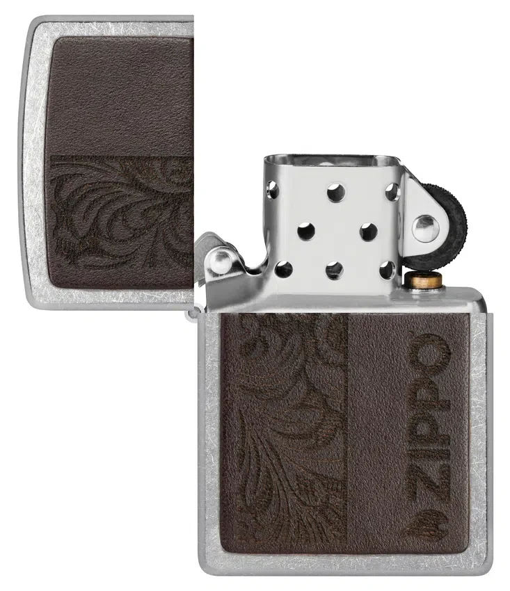 Emblema de cuero marrón – Diseño zippo Emblema de cuero marrón – Diseño zippo