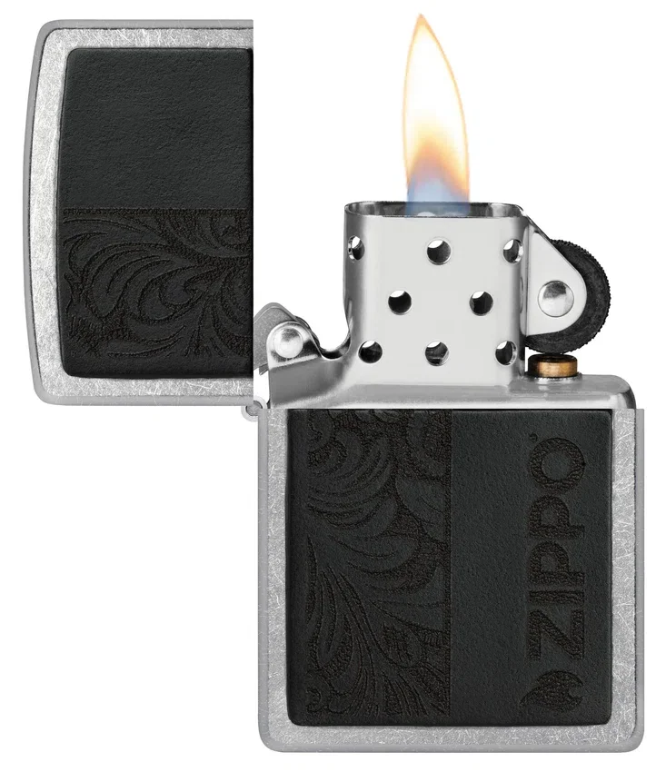 Emblema de cuero negro – Diseño zippo Emblema de cuero negro – Diseño zippo